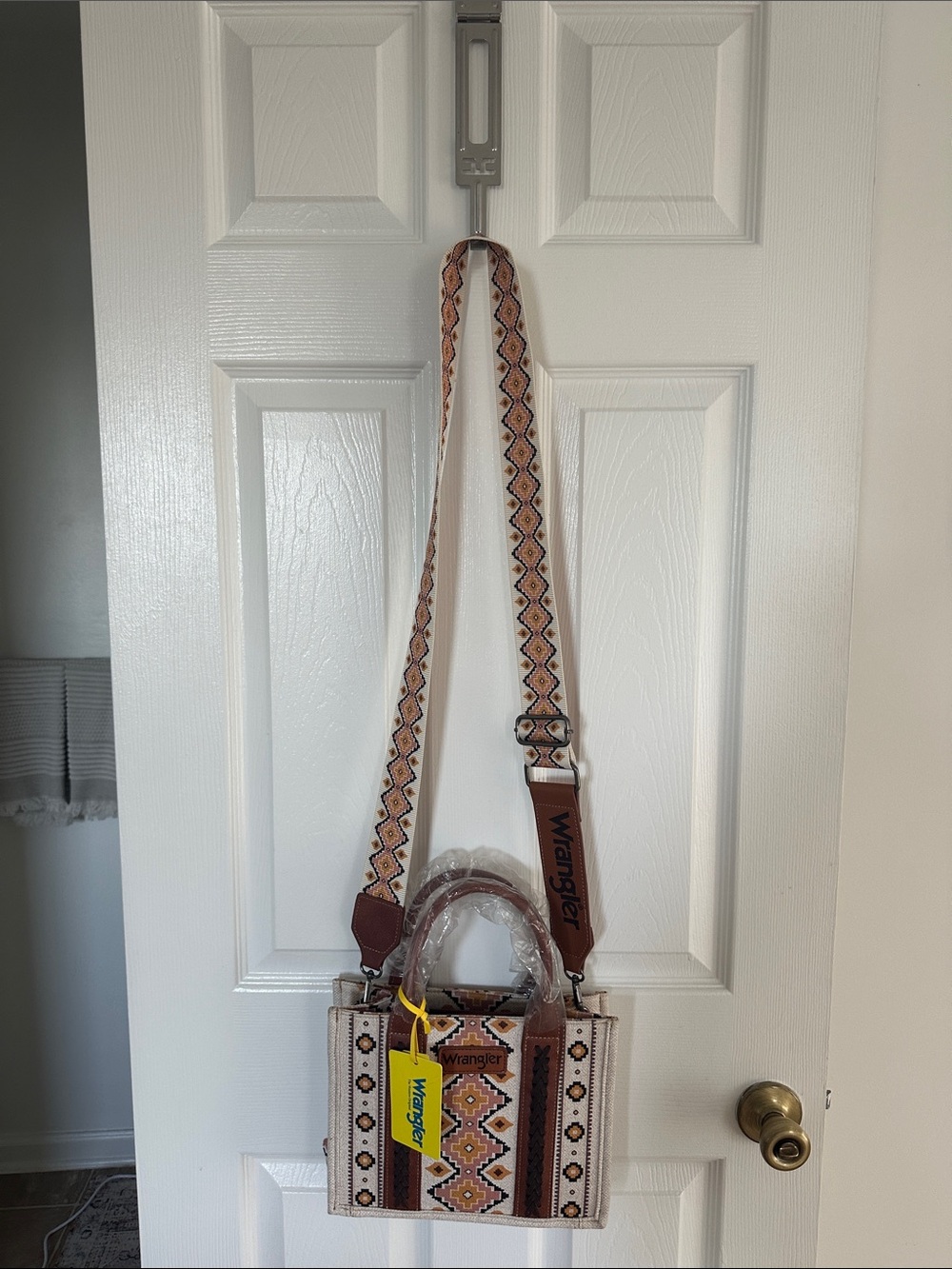 Wrangler Beige & Brown Embroidered Pattern Crossbody Bag